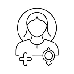 female mentor symbol icon, female mentor symbol line art - simple line art of female mentor symbol, perfect for female mentor symbol logos and icons