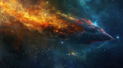 Fototapeta premium Comet flying through deep space