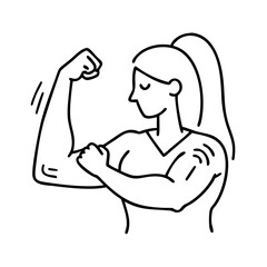 feminine strength arm flex icon, feminine strength arm flex line art - simple line art of feminine strength arm flex, perfect for feminine strength arm flex logos and icons
