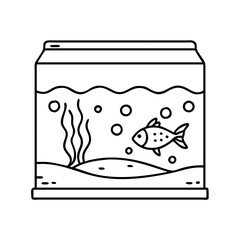 fish tank icon, fish tank line art - simple line art of fish tank, perfect for fish tank logos and icons