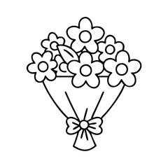 flower bouquet icon, flower bouquet line art - simple line art of flower bouquet, perfect for flower bouquet logos and icons