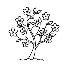 flowering tree icon, flowering tree line art - simple line art of flowering tree, perfect for flowering tree logos and icons
