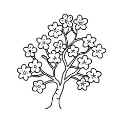 Fototapeta premium flowering tree icon, flowering tree line art - simple line art of flowering tree, perfect for flowering tree logos and icons