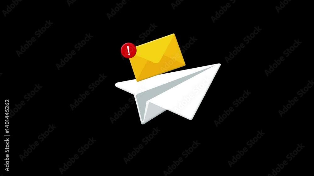 Aufkleber unread email message concept. an envelope icon riding a paper plane. digital communication, pending 