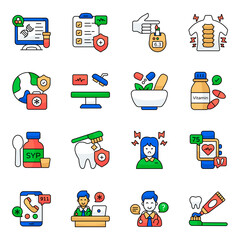 Set of Medical and Pharmacy Flat Icons 

