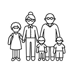 grandparents with grandchildren icon, grandparents with grandchildren line art - simple line art of grandparents with grandchildren, perfect for grandparents with grandchildren logos and icons
