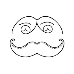 green mustache icon, green mustache line art - simple line art of green mustache, perfect for green mustache logos and icons