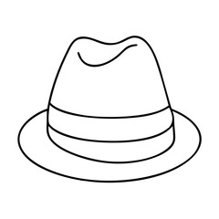 green fedora icon, green fedora line art - simple line art of green fedora, perfect for green fedora logos and icons
