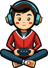 Gamer Sitting with Headphones
