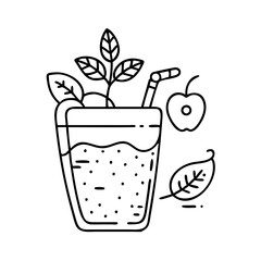 green smoothie icon, green smoothie line art - simple line art of green smoothie, perfect for green smoothie logos and icons