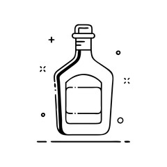 green whiskey bottle icon, green whiskey bottle line art - simple line art of green whiskey bottle, perfect for green whiskey bottle logos and icons