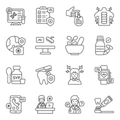 Set of Medical and Pharmacy Line Icons 

