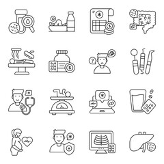 Set of Healthcare and Pharmacy Line Icons 

