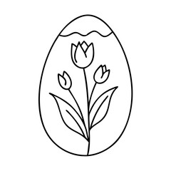 hand painted tulip egg icon, hand painted tulip egg line art - simple line art of hand painted tulip egg, perfect for hand painted tulip egg logos and icons