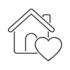 heart and home icon, heart and home line art - simple line art of heart and home, perfect for heart and home logos and icons