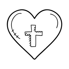 Obraz premium heart with cross icon, heart with cross line art - simple line art of heart with cross, perfect for heart with cross logos and icons