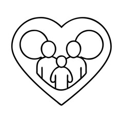 heart with family inside icon, heart with family inside line art - simple line art of heart with family inside, perfect for heart with family inside logos and icons