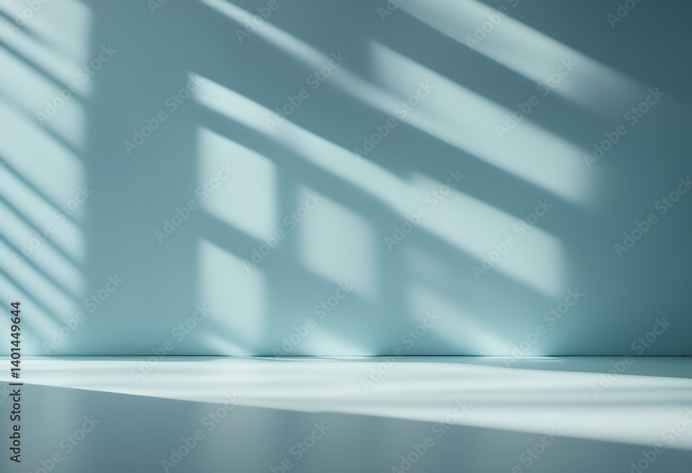 Poster light shadow gentle abstract blue intricate wall minimalistic background sunny presentation product 