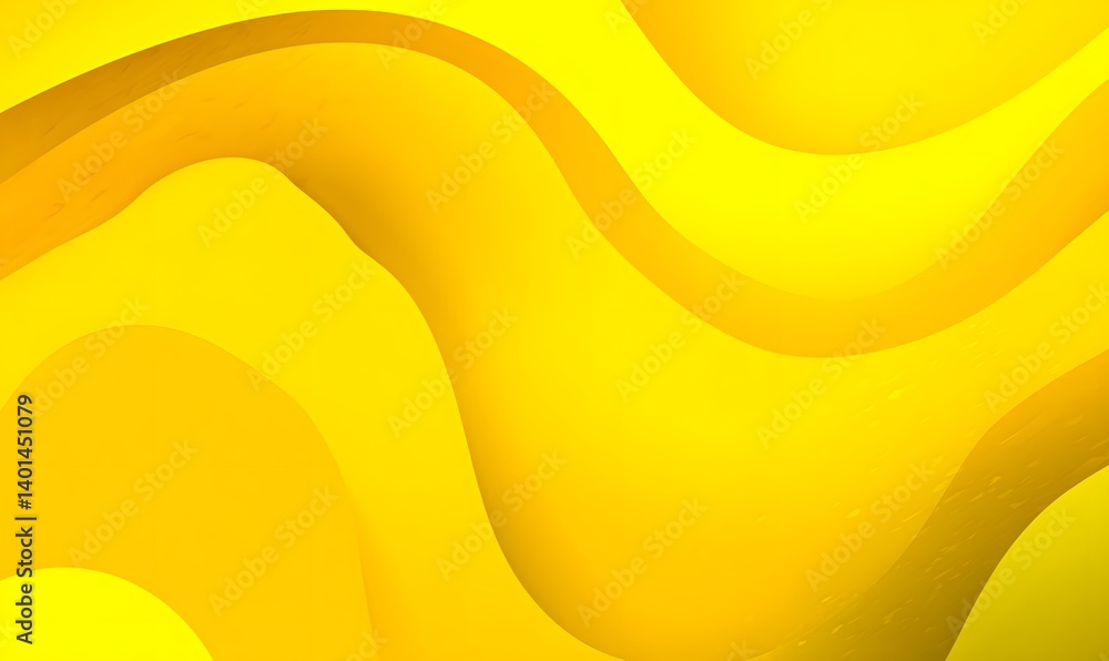 Poster abstract background showing yellow curved layers with soft shadows and bright light effects