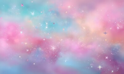 Pastel galaxy background with pinks blues and purples and sparkling stars scattered throughout the image