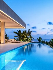 Oceanview Villa with Infinity Pool - Luxury villa with infinity pool overlooking ocean, sunset, and tropical landscaping. Tranquil and modern design