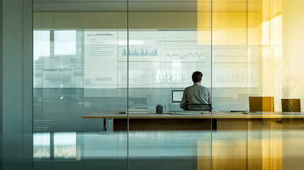 Fototapeta premium businessman looking at the analysis