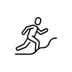 Running Athlete Outline Icon On Hillside Course In Minimalist Style Black And White