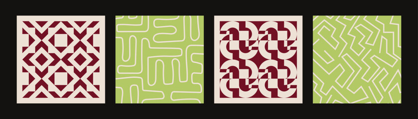 set of vibrant abstract poster with geometric, liquid and line shapes. modern seamless background pattern design	