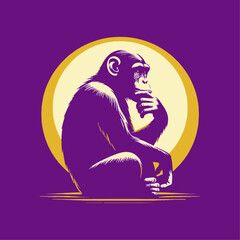 Retro Cartoon Woman Icon with Sign in Circle