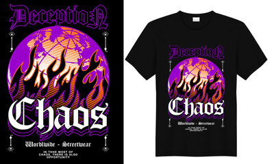 decertion chaos worldwide streetwear t shirt design