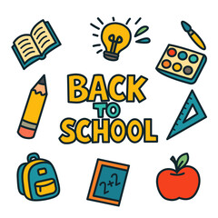 Bright Cartoon Style Back to School Card. Vector Illustration EPS10