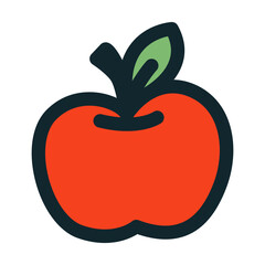 Red Apple Cartoon Symbol For School Learning