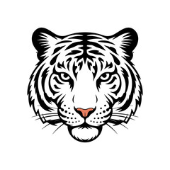 Tiger head vector logo design, face  for retro logos, emblems, badges, labels, icon template and tshirt vintage design element. Isolated on white background black color