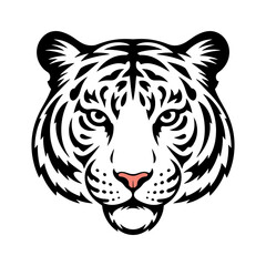 Tiger head vector logo design, face  for retro logos, emblems, badges, labels, icon template and tshirt vintage design element. Isolated on white background black color
