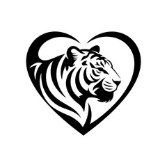 Tiger head vector logo design, face  for retro logos, emblems, badges, labels, icon template and tshirt vintage design element. Isolated on white background black color