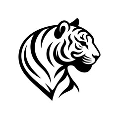 Tiger head vector logo design, face  for retro logos, emblems, badges, labels, icon template and tshirt vintage design element. Isolated on white background black color