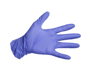 One nitrile medical glove isolated on white