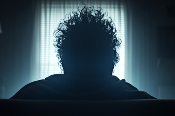 Silhouette Watching TV Night