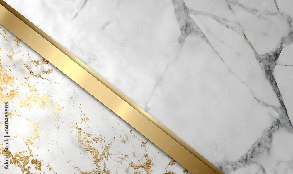 Poster abstract marble background with gold accents and diagonal gold bar element across the frame