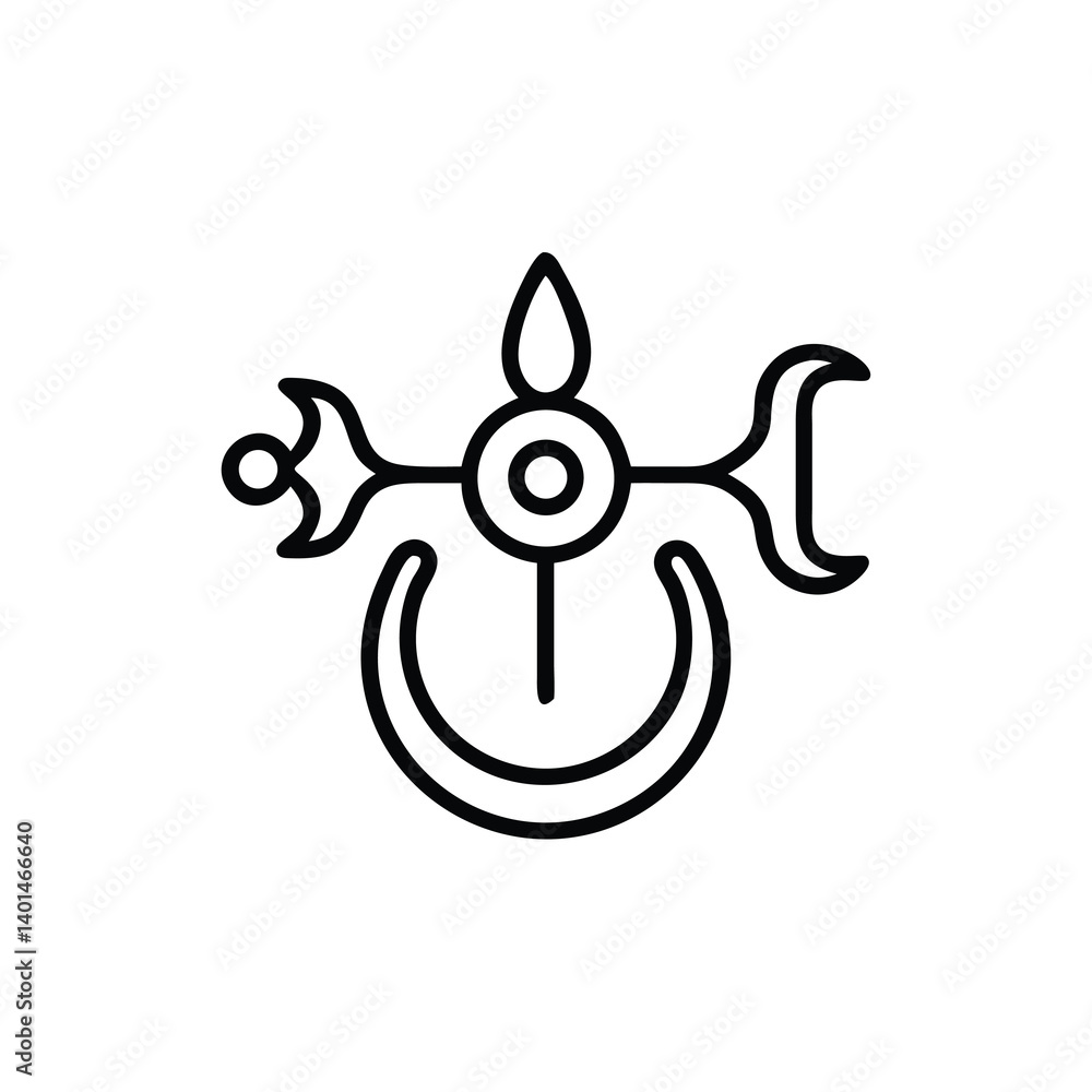 Poster isolated line art vector of an astrological symbol representing mercury suitable for design and illu