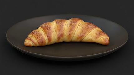 Croissant on dark plate, studio shot