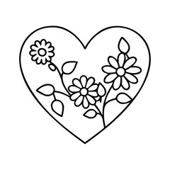 heart with flowers icon, heart with flowers line art - simple line art of heart with flowers, perfect for heart with flowers logos and icons