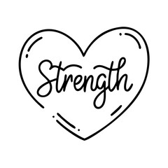 heart with strength text icon, heart with strength text line art - simple line art of heart with strength text, perfect for heart with strength text logos and icons