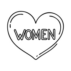 heart with women text icon, heart with women text line art - simple line art of heart with women text, perfect for heart with women text logos and icons