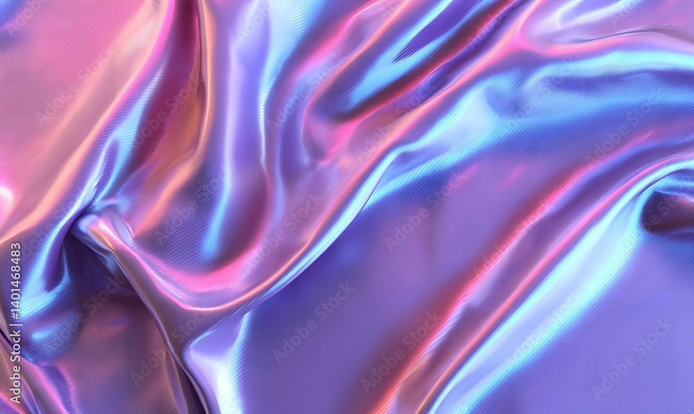 Poster iridescent fabric with soft folds creating a smooth and shiny texture in pink purple and blue hues