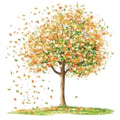 Fototapeta premium A colorful ornamental tree with vibrant leaves is paired with a smaller tree, all on a white background, representing the concept of nature and growth