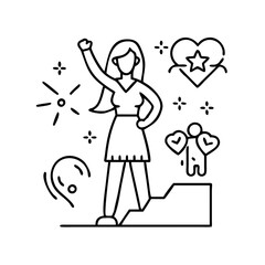 inspirational woman icon, inspirational woman line art - simple line art of inspirational woman, perfect for inspirational woman logos and icons