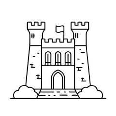 irish castle icon, irish castle line art - simple line art of irish castle, perfect for irish castle logos and icons