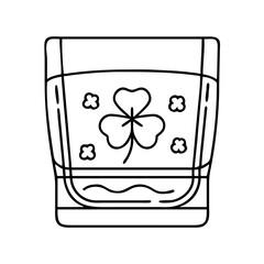 irish whiskey glass icon, irish whiskey glass line art - simple line art of irish whiskey glass, perfect for irish whiskey glass logos and icons