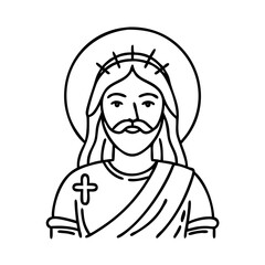 jesus icon, jesus line art - simple line art of jesus, perfect for jesus logos and icons